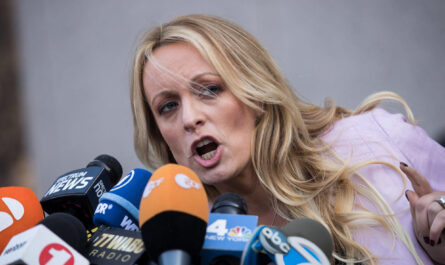 Stormy Daniels became emotional and ended her remarks by saying, "And F*ck Trump."